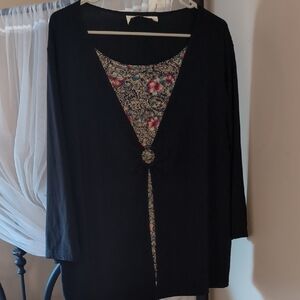 Elegant Black Floral Women's Top